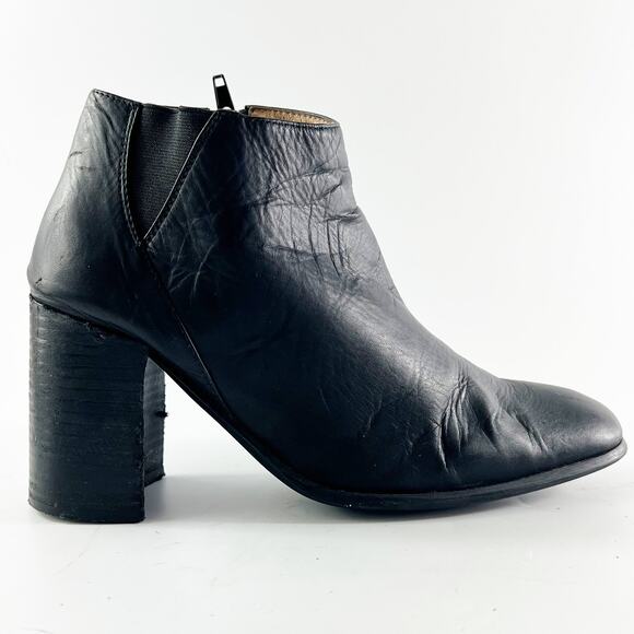 Jeffrey Campbell Black Leather Square Toe Ankle Boots Booties 8.5 - Picture 1 of 13